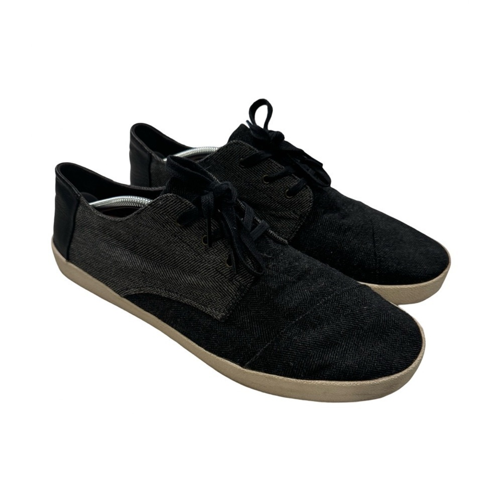 TOMS Men's Gray Black‎ Canvas Shoe 13 Fashion Sneaker Tweed Boat Hipster Preppy
